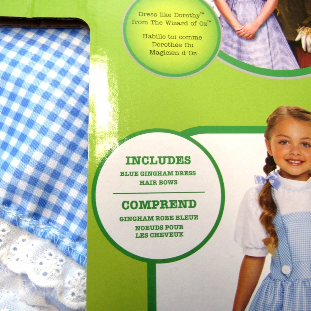 Wizard Of Oz Dorothy Costume Dress Up Set Jakks Pacific Size 4-6x DRESS AND BOWS